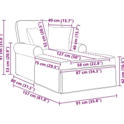 vidaXL Chaise Lounge met Rok 3 st Donkergroen Stof 91 x 157 x 91 cm