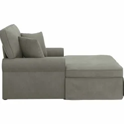 vidaXL Chaise Lounge met Rok 3 st Lichtgrijs Katoen Stof