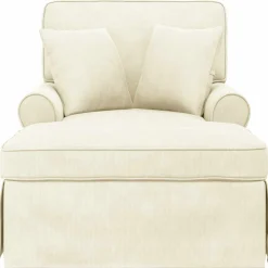 vidaXL Chaise Lounge met Rok 3 st Crème Katoen Stof 91 x 157 x 91 cm