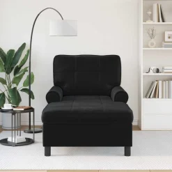 vidaXL Chaise Lounge Zwart Fluweel 91 x 157 x 91 cm