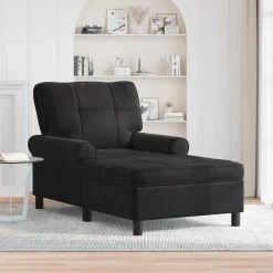 vidaXL Chaise Lounge Zwart Fluweel 91 x 157 x 91 cm