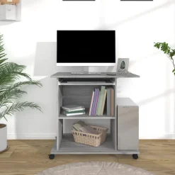 vidaXL Computerbureau 80x50x75 cm bewerkt hout grijs sonoma eikenkleur