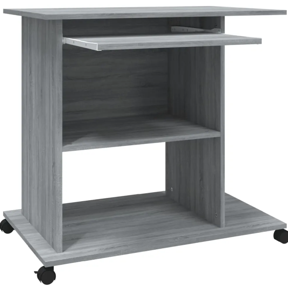 vidaXL Computerbureau 80x50x75 cm bewerkt hout grijs sonoma eikenkleur
