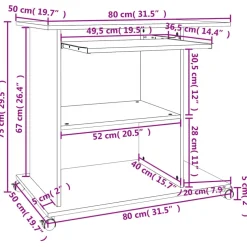 vidaXL Computerbureau 80x50x75 cm bewerkt hout grijs sonoma eikenkleur