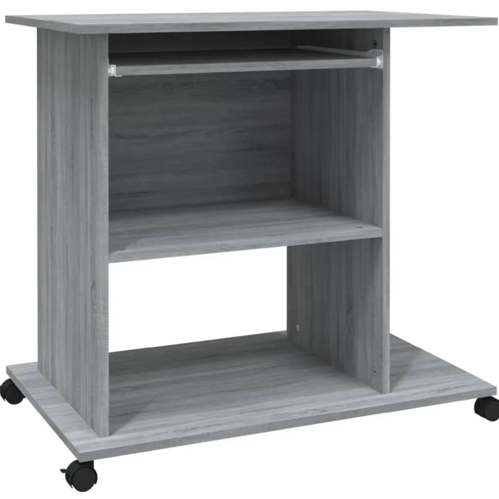 vidaXL Computerbureau 80x50x75 cm bewerkt hout grijs sonoma eikenkleur