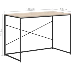 vidaXL Computerbureau 110x60x70 cm bewerkt hout zwart en eikenkleurig
