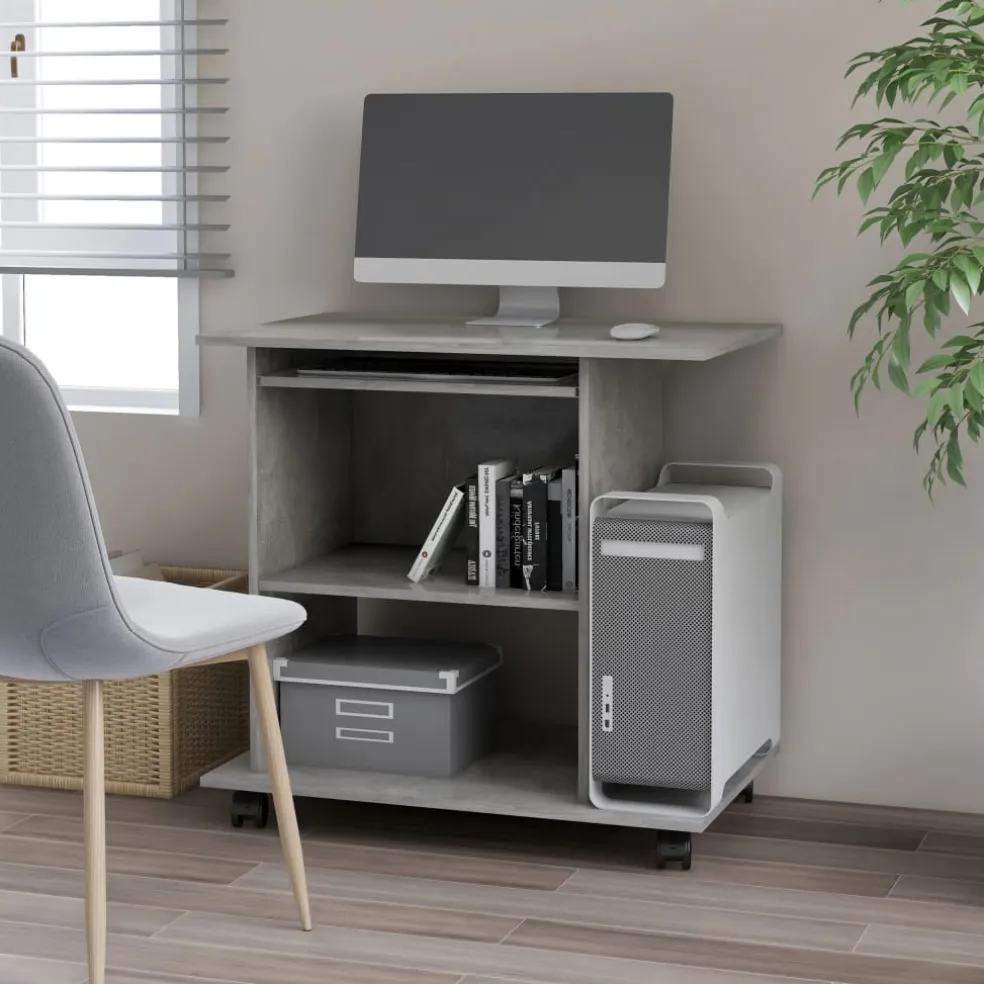 vidaXL Computerbureau 80x50x75 cm bewerkt hout betongrijs