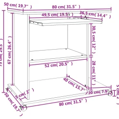 vidaXL Computerbureau 80x50x75 cm bewerkt hout betongrijs