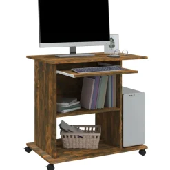 vidaXL Computerbureau 80x50x75 cm bewerkt hout gerookt eikenkleurig
