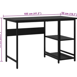 vidaXL Computerbureau 105x50x72 cm MDF en metaal zwart