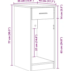 vidaXL Computertorenstandaard met lade 35x45x77 cm wit