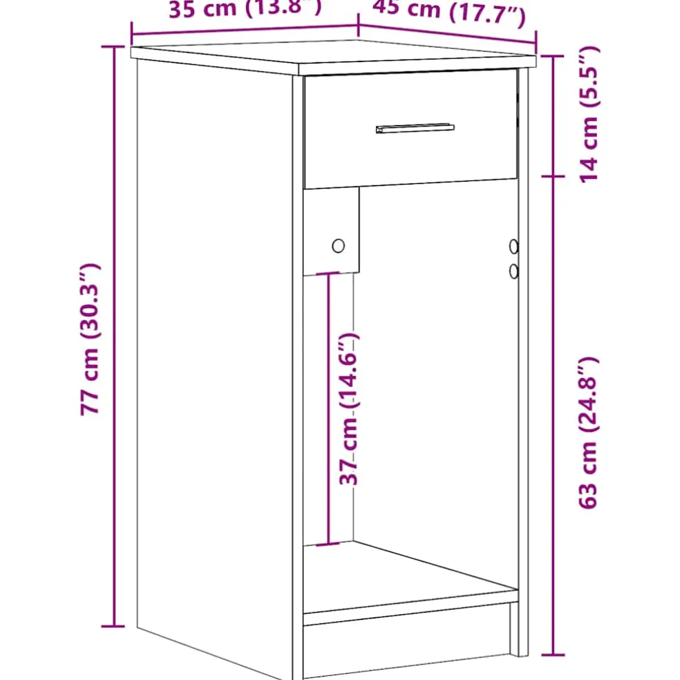 vidaXL Computertorenstandaard met lade 35x45x77 cm wit