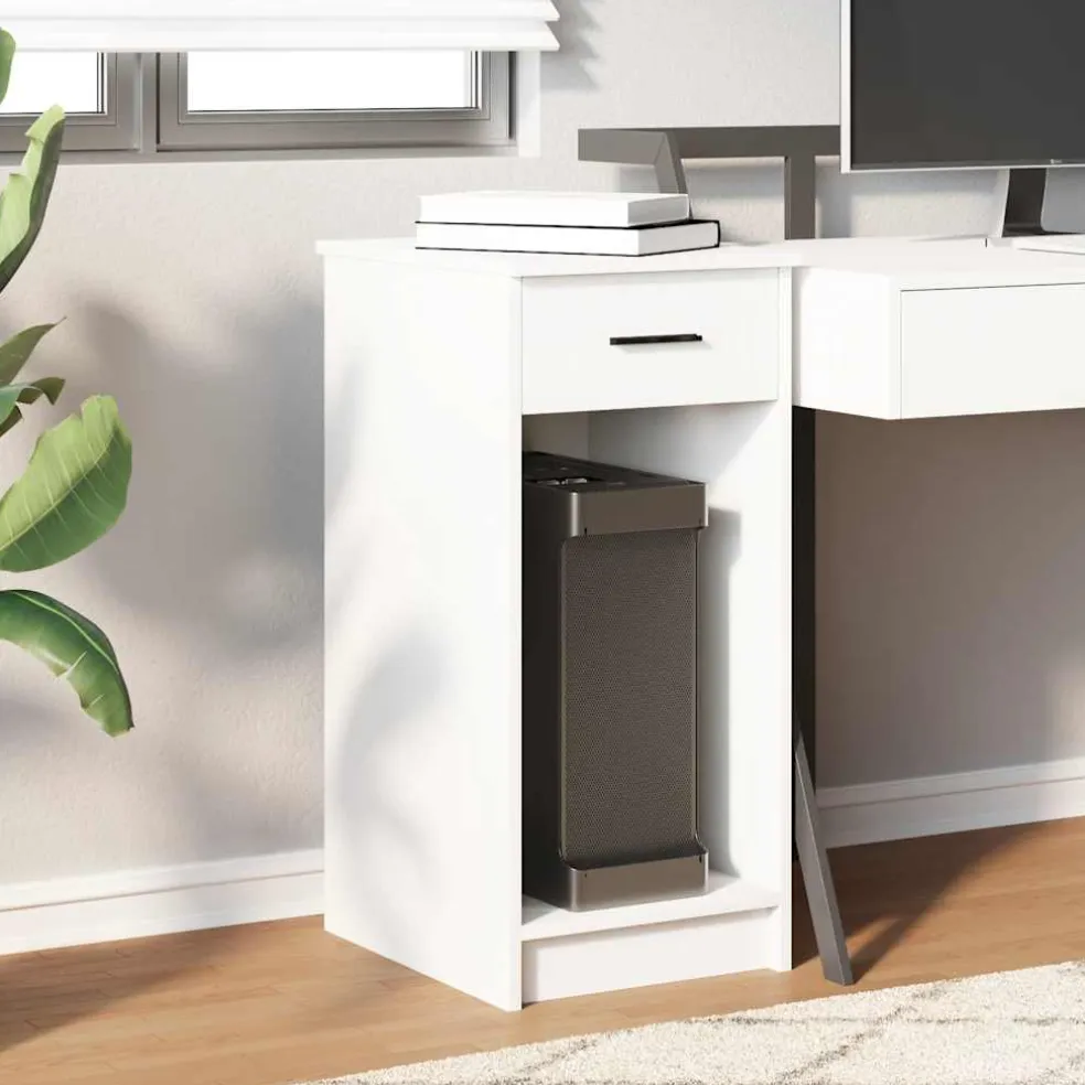 vidaXL Computertorenstandaard met lade 35x45x77 cm wit