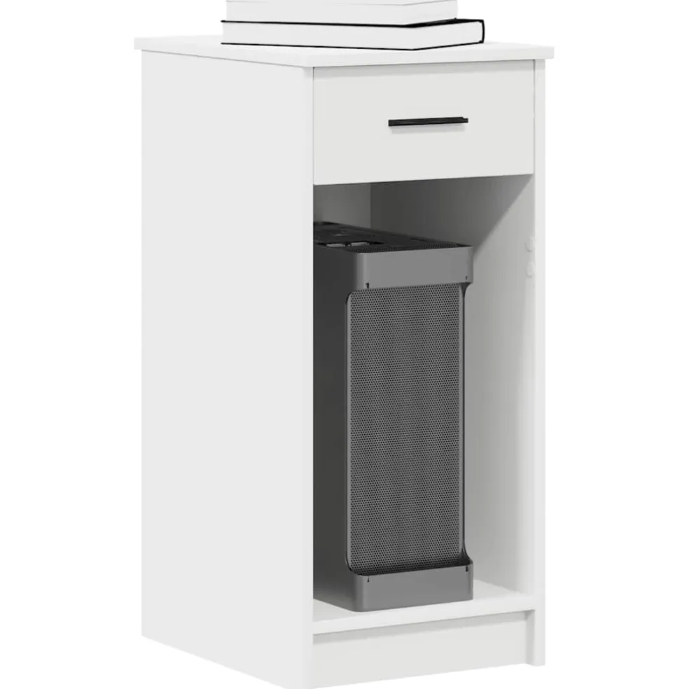 vidaXL Computertorenstandaard met lade 35x45x77 cm wit