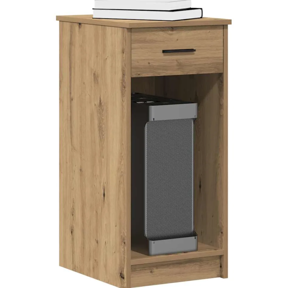 vidaXL Computertorenstandaard met lade 35x45x77 cm artisanaal eiken