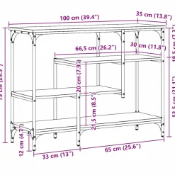 vidaXL Console Tafel artisanaal eikenkleurig 100 x 35 x 75 cm