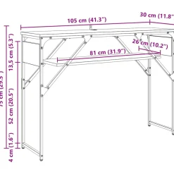 vidaXL Consoletafel Zwart Eiken Bewerkt hout 105x30x75cm