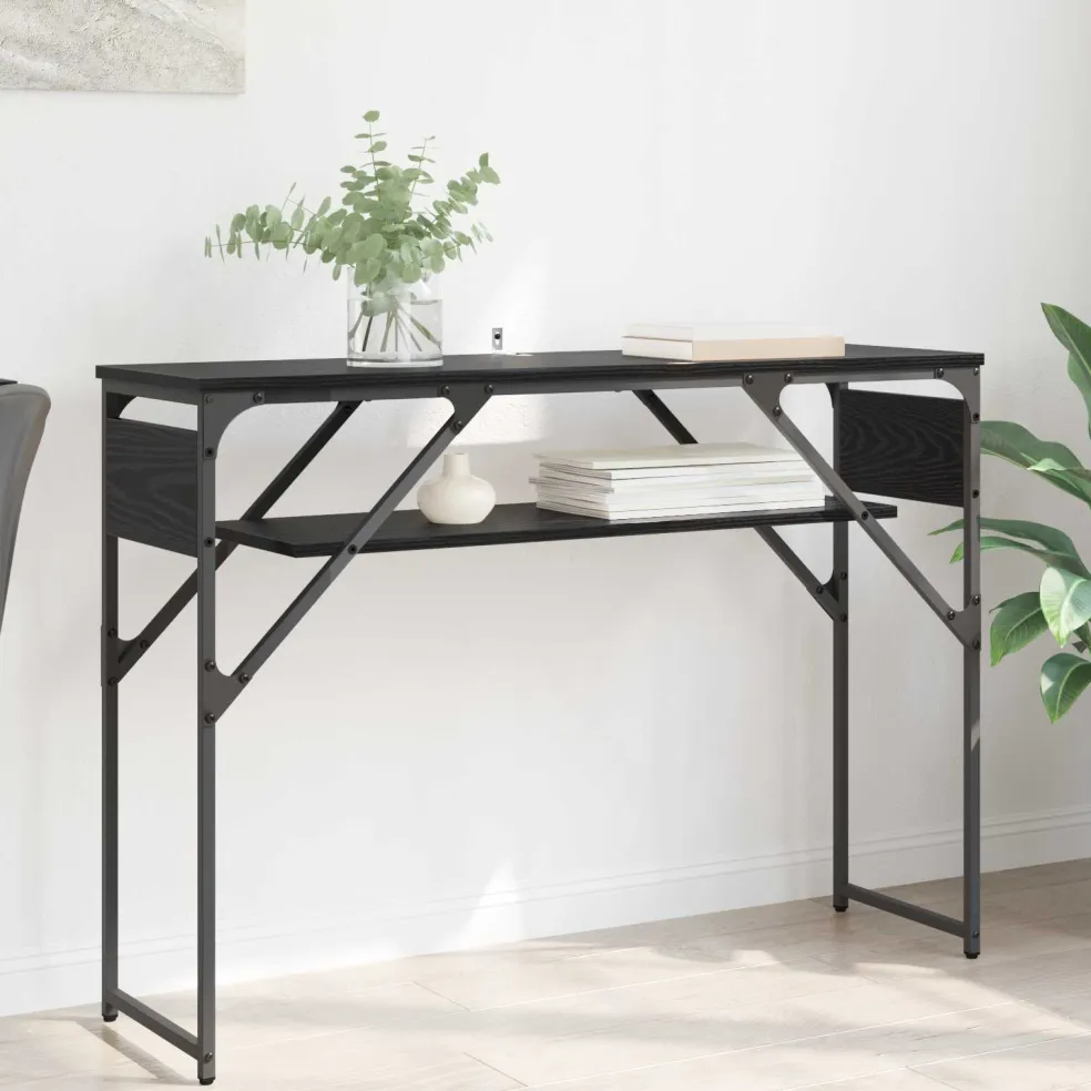 vidaXL Consoletafel Zwart Eiken Bewerkt hout 105x30x75cm