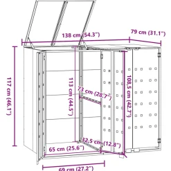 vidaXL Containerberging 2 containers 138x79x117 cm staal antraciet