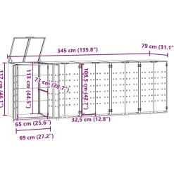 vidaXL Containerberging 5 containers 345x79x117 cm staal antraciet