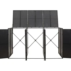 vidaXL Containerberging driedubbel 207x80x117 cm poly rattan zwart