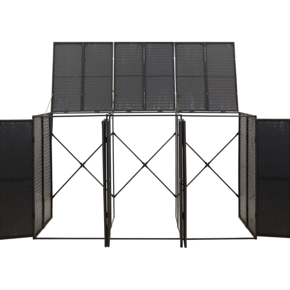 vidaXL Containerberging driedubbel 207x80x117 cm poly rattan zwart
