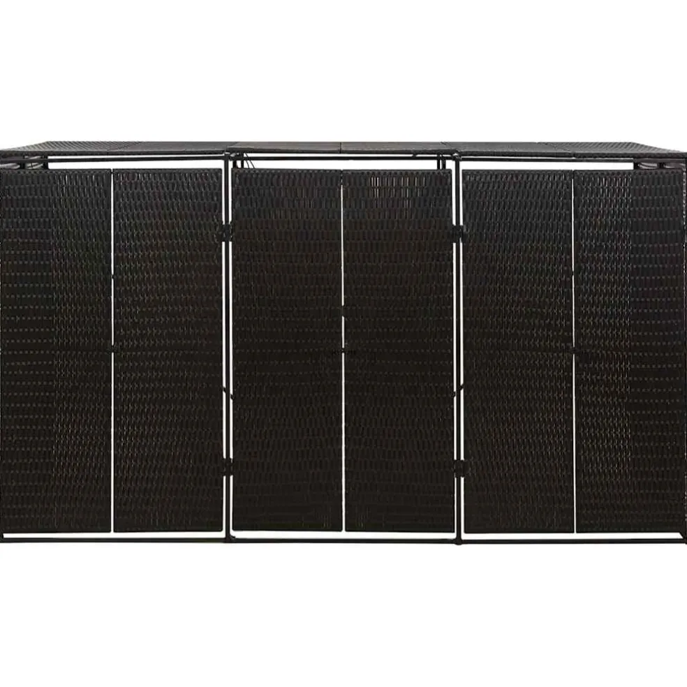 vidaXL Containerberging driedubbel 207x80x117 cm poly rattan zwart