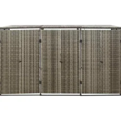 vidaXL Containerberging driedubbel 207x80x117 cm poly rattan grijs