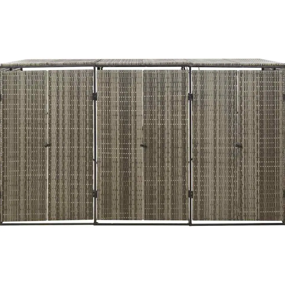 vidaXL Containerberging driedubbel 207x80x117 cm poly rattan grijs