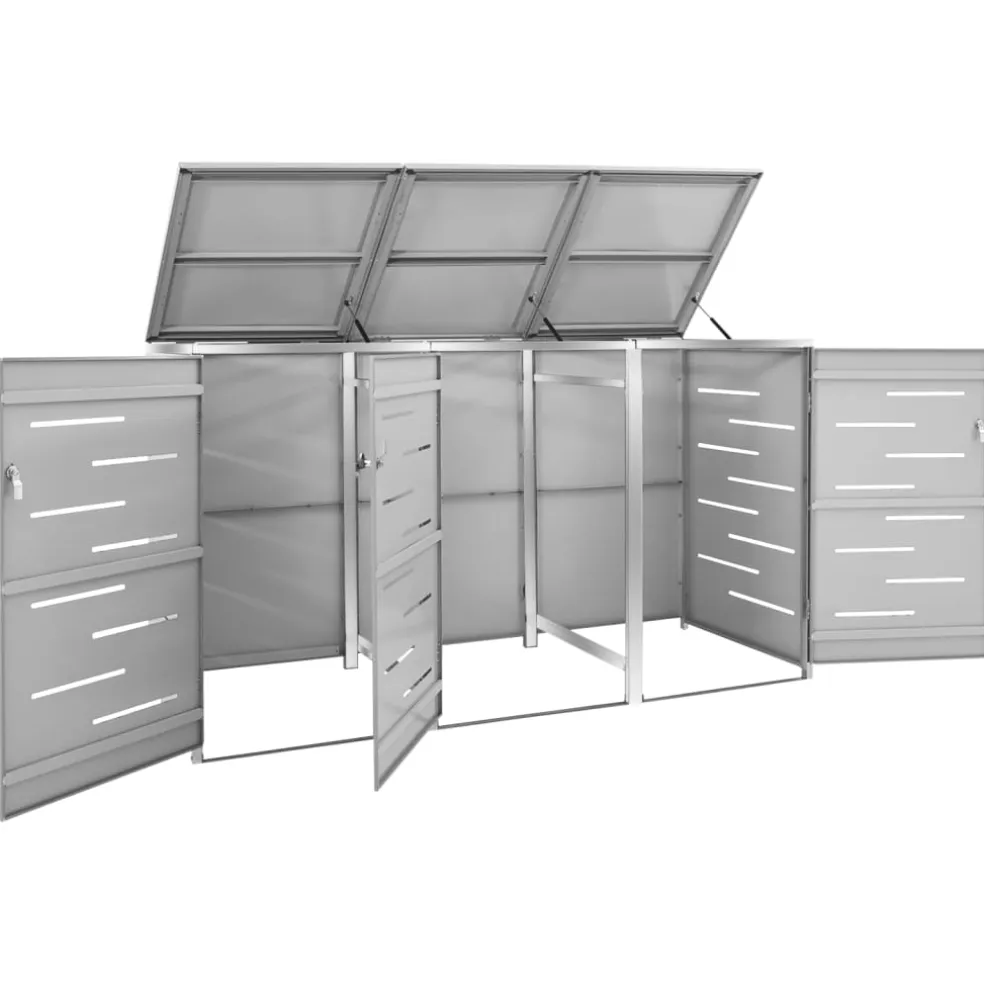 vidaXL Containerberging driedubbel 207x77,5x115 cm roestvrij staal