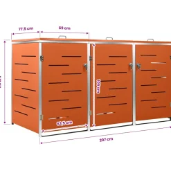 vidaXL Containerberging driedubbel 207x77,5x115 cm roestvrij staal