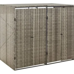 vidaXL Containerberging dubbel 140x80x117 cm poly rattan grijs