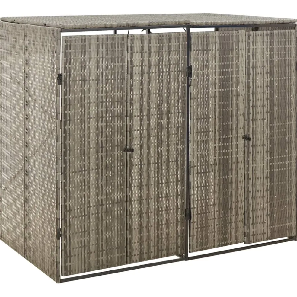 vidaXL Containerberging dubbel 140x80x117 cm poly rattan grijs