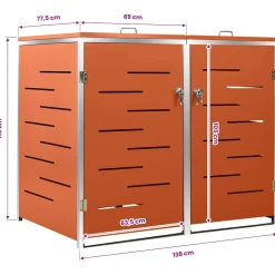 vidaXL Containerberging dubbel 138x77,5x115 cm roestvrij staal