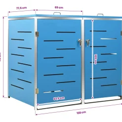 vidaXL Containerberging dubbel 138x77,5x115 cm roestvrij staal