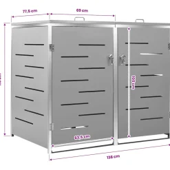 vidaXL Containerberging dubbel 138x77,5x115 cm roestvrij staal