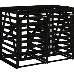 vidaXL Containerberging dubbel massief grenenhout zwart