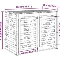 vidaXL Containerberging dubbel massief grenenhout