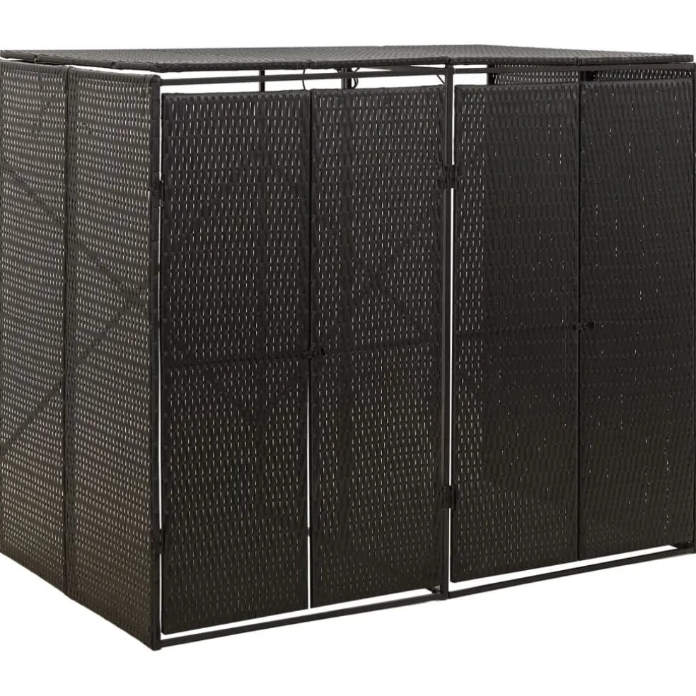 vidaXL Containerberging dubbel 140x80x117 cm poly rattan zwart