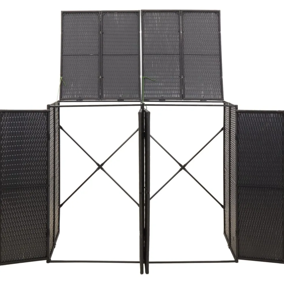 vidaXL Containerberging dubbel 140x80x117 cm poly rattan zwart