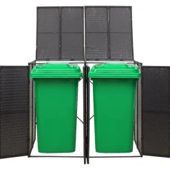 vidaXL Containerberging dubbel 140x80x117 cm poly rattan zwart