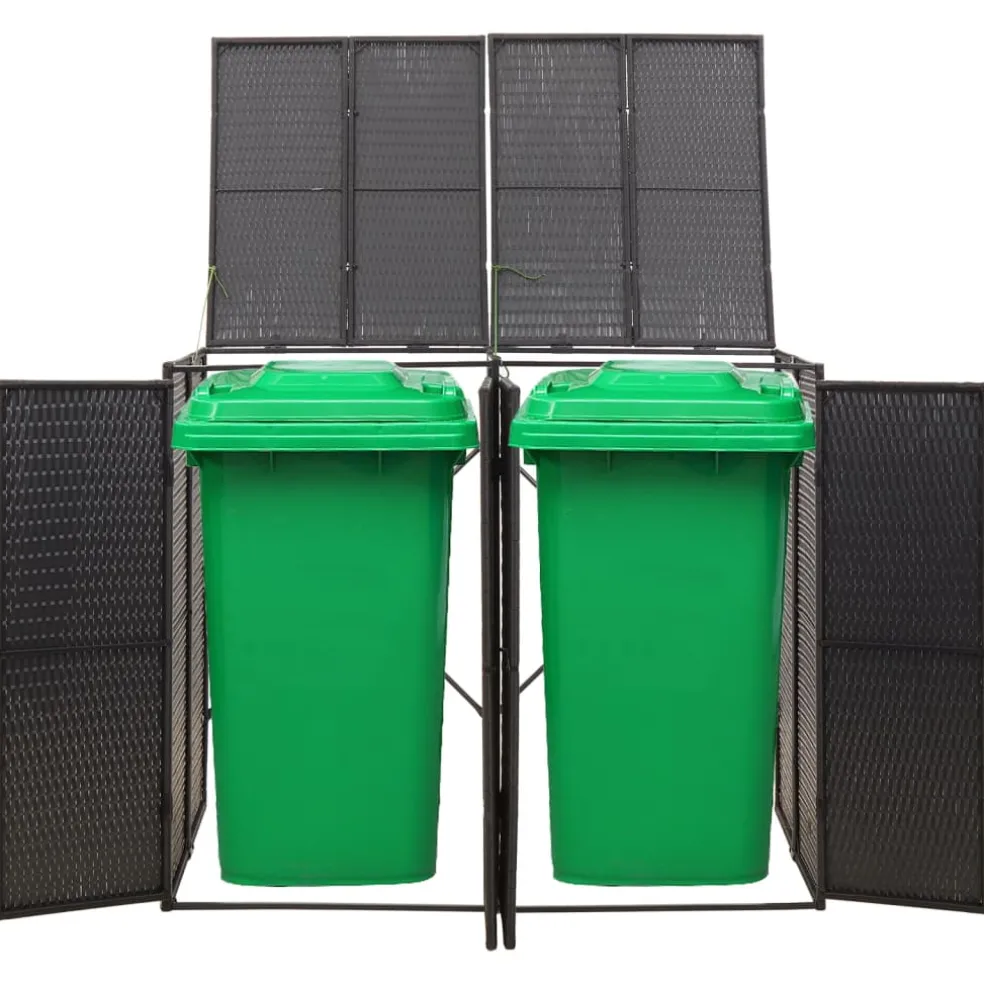 vidaXL Containerberging dubbel 140x80x117 cm poly rattan zwart