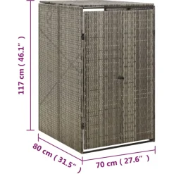 vidaXL Containerberging enkel 70x80x117 cm poly rattan grijs