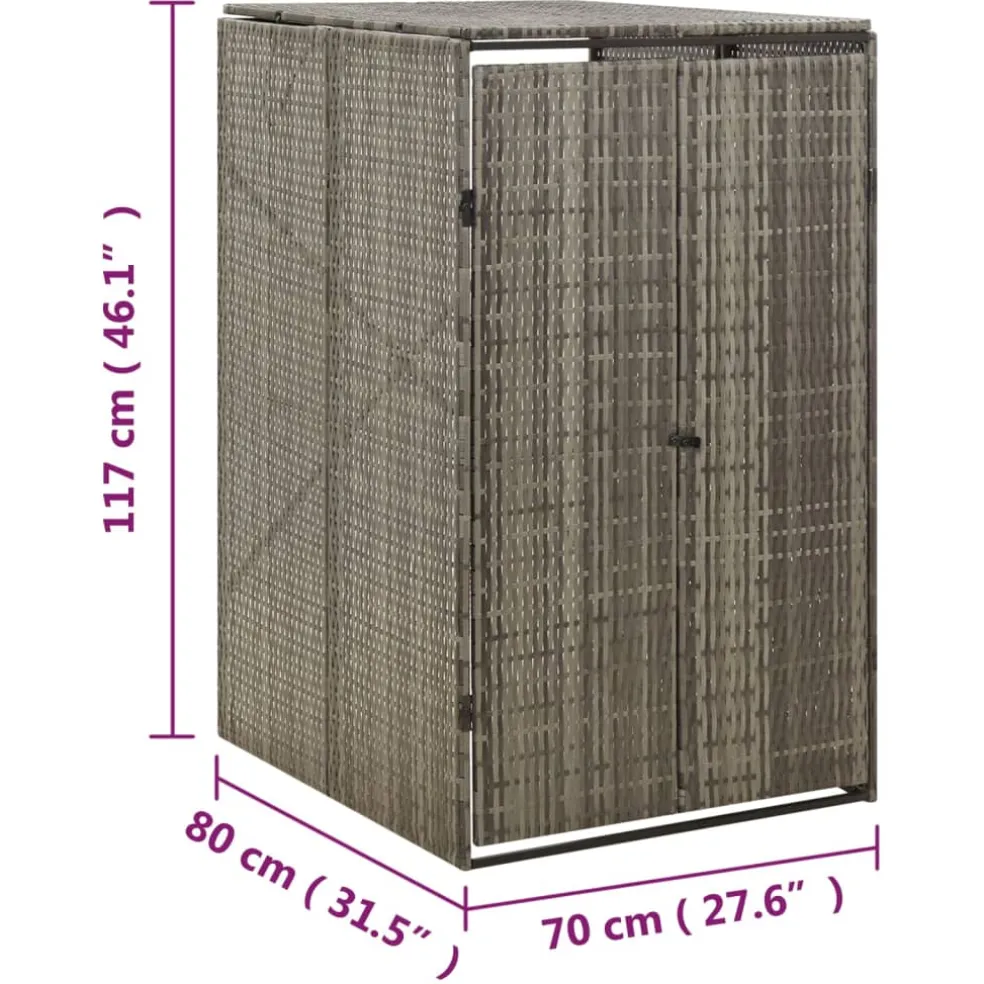 vidaXL Containerberging enkel 70x80x117 cm poly rattan grijs
