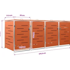 vidaXL Containerberging vierdubbel 276,5x77,5x115 cm roestvrij staal