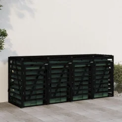 vidaXL Containerberging viervoudig massief grenenhout zwart