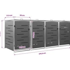 vidaXL Containerberging vierdubbel 276,5x77,5x115 cm roestvrij staal