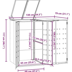 vidaXL Containerberging voor 2 containers 138x79x117 cm staal grijs