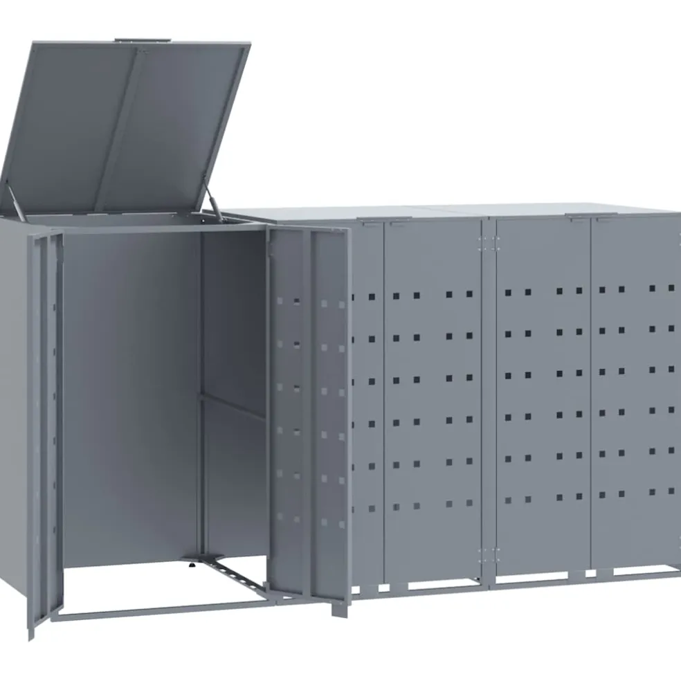 vidaXL Containerberging voor 3 containers 207x79x117 cm staal grijs