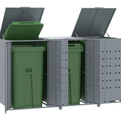 vidaXL Containerberging voor 3 containers 207x79x117 cm staal grijs